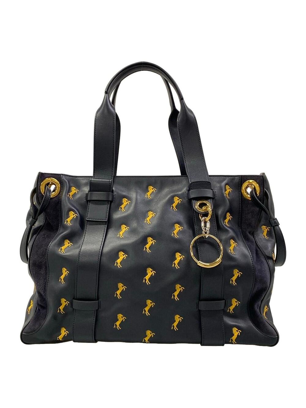 Chloe Tao Navy Yellow Leather Tote Bag #372162C13B